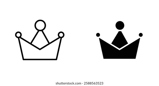 Crown vectors icons set in filled and strokes on white background