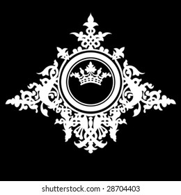 Crown Vintage Ornate Banner. Vector Illustration.