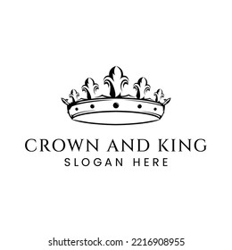 crown vintage vector logo template on white background

