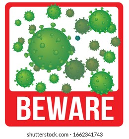 Kronvirus-Vektorillustration-Warnzeichen. Schematische Darstellung des Virus