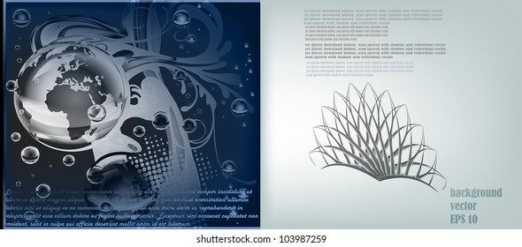 Crown and Water, Bubbles, Rain. A vector template of the brochure. A background for the company with the text. EPS 10
