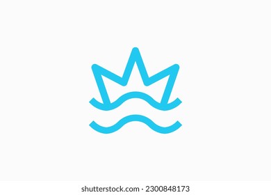 Crown Wave Logo Design Vector Sign 