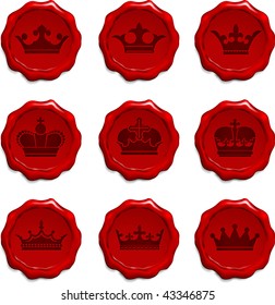 Conjunto de sellos de cera de la corona Ilustración del vector original
