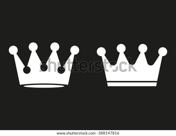 Crown White Icon On Black Background Stock Vector (Royalty Free) 388147816