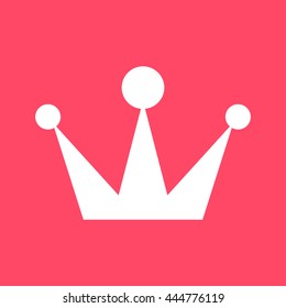 Crown  white icon on magenta color background. Eps-10.