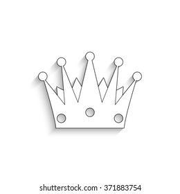 Crown - white vector icon with  shadow