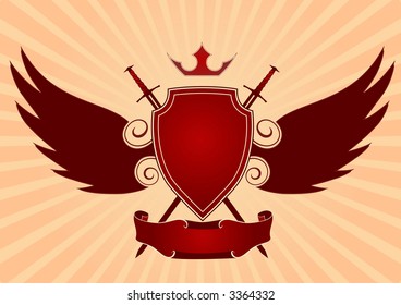 Crown, wind, banner and weapon