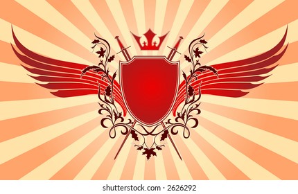 Crown, wing, armour and weapon
