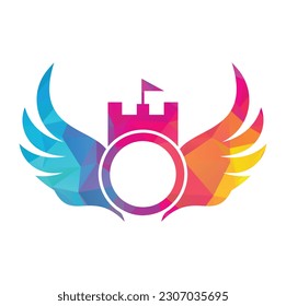 Crown wing logo design icon template. wing king logo design vector.
