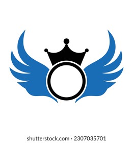Design-Icon-Vorlage für das Crown-Flügel-Logo. Flügel-Logo-Design-Vektorgrafik.