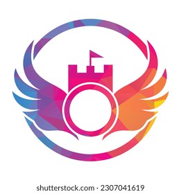 Crown wing logo design icon template. wing king logo design vector.