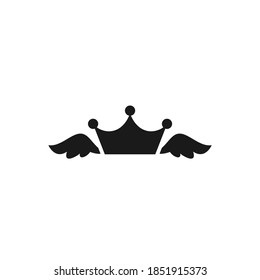 Crown with wings. Fantasy crown icon isolated on white. Royal, luxury, vip, first class sign. Winner award. Magic, fairytale girly symbol.  Vector simple illustration. 