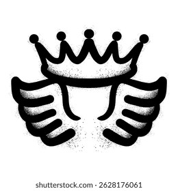  Crown with wings with spray paint graffiti