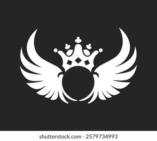 Crown with wings vector. Angel wings vector