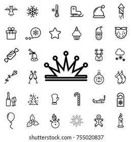 crown. winter, celebration, christmas line icon set