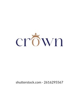 crown wordmark logo design concept luxury royal elegant business or company 