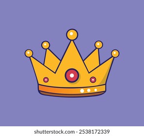 Crown with Yellow and Red Gems Cartoon Vetor Ilustração Ícone.