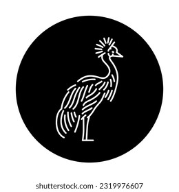 Crown-bearing crane bird black line icon. Pictogram for web page, mobile app, promo.