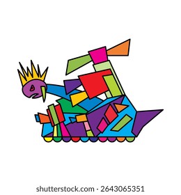 crowned abstract robot monster icon vector illustration