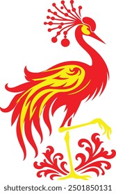 Crowned Crane with China flag color