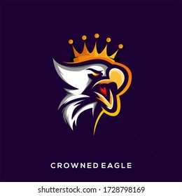 crowned eagle logo design vector premium
