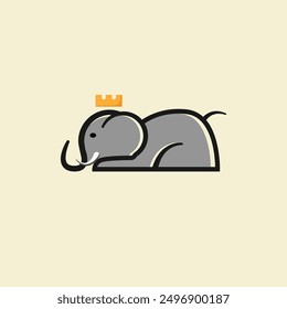 A crowned elephant logo vector illustration