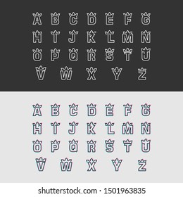 crowned fonts set. logo type A to Z