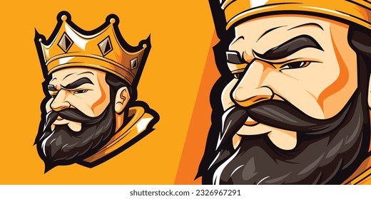 Gloria del juego de coronadas: Logo de la mascota Gat King para equipos deportivos - Ilustración vectorial