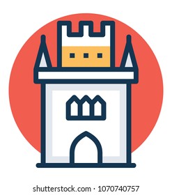 
A crowned graphic representing castle, vector illustration of a fortress
