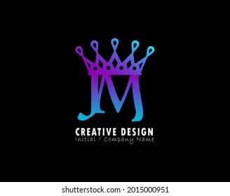 crowned JM letter logo creative icon design