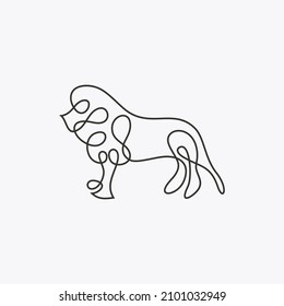Crowned lion in continuous line art drawing style. Lion as a symbolic king of beasts minimalist black linear design isolated on white background. Vector illustration
