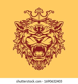 crowned lion design vector illustration