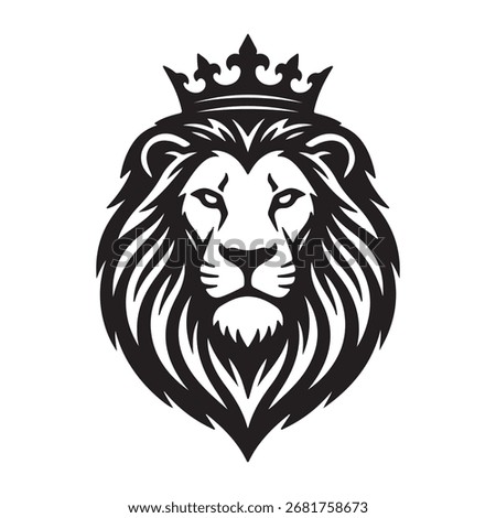 Crowned Lion Head Emblem Design