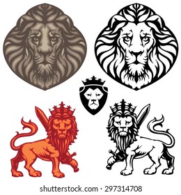 Crowned Lion heraldry set