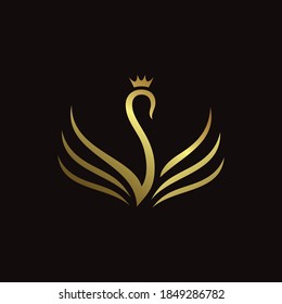 Crowned majestic swan logo template for boutique business etc.