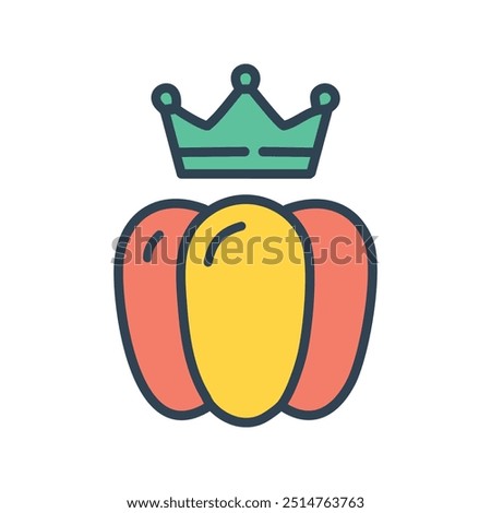 Crowned pepper. A yellow pepper with a crown, representing excellence and success in the food industry.