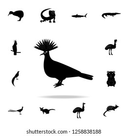 Crowned pigeon icon. Detailed set of Australian animal silhouette icons. Premium graphic design. One of the collection icons for websites, web design, mobile app