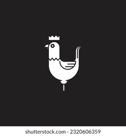 crowned rooster logo that is modern and simple and elegant