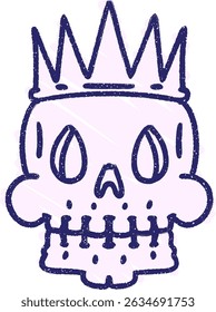 Crânio coroado Giz Desenho em cores de néon brilhantes