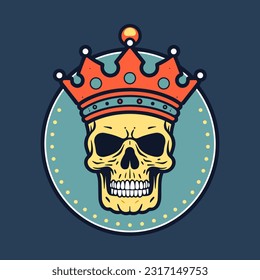 Crowned Skull Illustration Embrace the dark elegance of this hand drawn logo featuring a skull adorned with a majestic crown