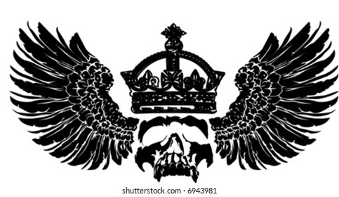 Crowned Skull on Wings