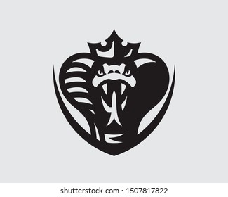 Crowned Snake head logo. Viper emblem design editable for your business. Vector illustration. 