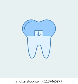 Crowned tooth 2 colored line icon. Simple colored element illustration. Outline symbol design from dental set