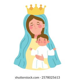 Crowned Virgin Mary holding baby Jesus