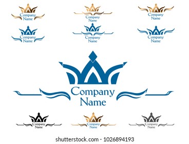 crown-logo, symbol, emblem, sign. isolated image, set of different variants, color and monochrome