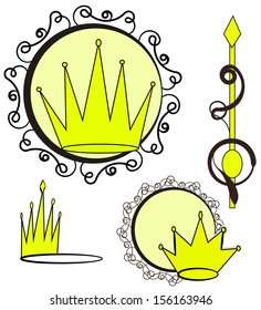 Crowns collection. A Vector illustration on white background.