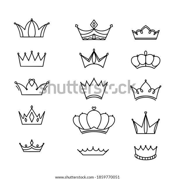 Crowns Crowns Decorative Design Handdrawn Vector Stock Vector (Royalty ...