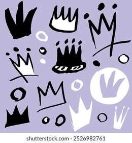 Crowns Grafik, doodle, handzeichnen, tinte Textur, moderne kunst