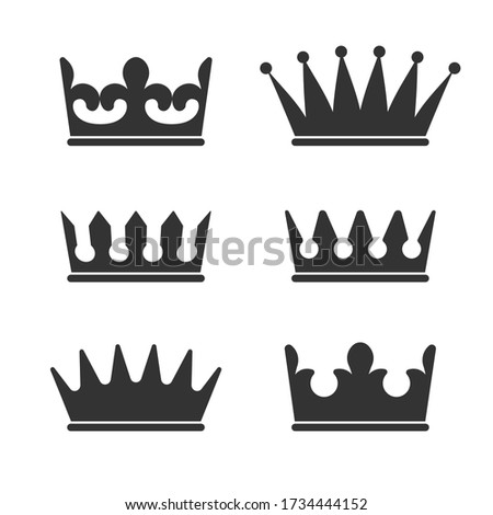 Crowns graphic icon set. Different signs crown isolated on white background. Royal symbols. Vector illustration