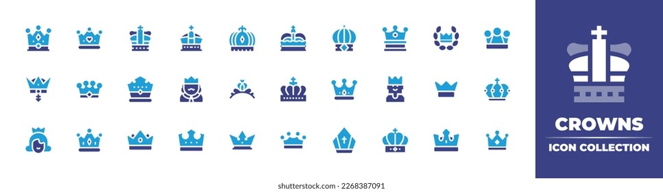 Crowns icon collection. Duotone color. Vector illustration. 
